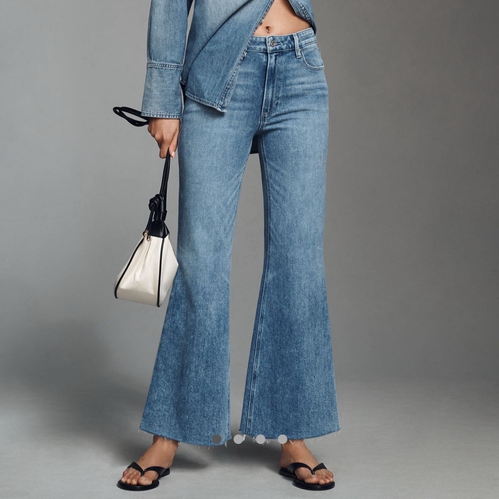 PAIGE Marlow Skimmer in Bebop Light Blue Flare Jeans Sz 28